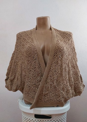 Bej Örgü Bohem Mini Hırka