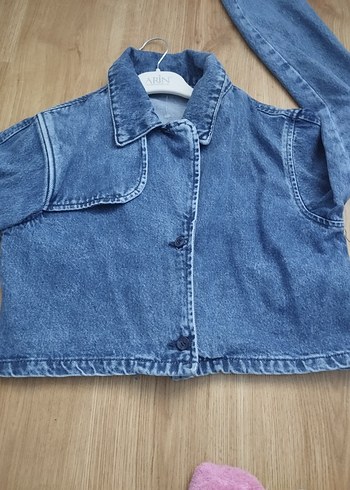 Kadın Mavi Denim Düğmeli Ceket - Görsel 3