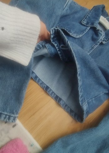 Kadın Mavi Denim Düğmeli Ceket - Görsel 4