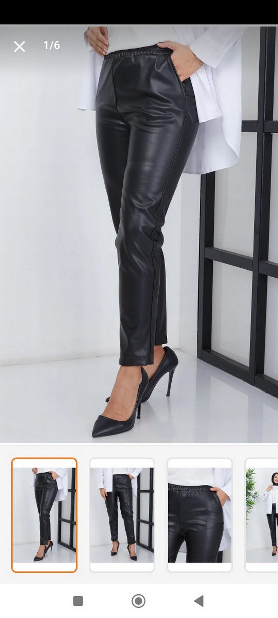 Siyah Parlak Deri Kadın Cigarette Pantolon - Görsel 2