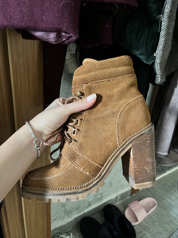 Kahverengi Süet Bağcıklı Kadın Bot stradivarius - Görsel 2