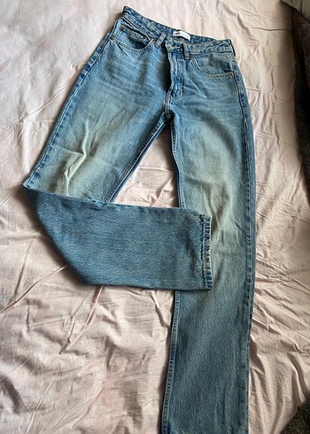 Zara Düğmeli Mavi Denim Kadın Jean - Görsel 2