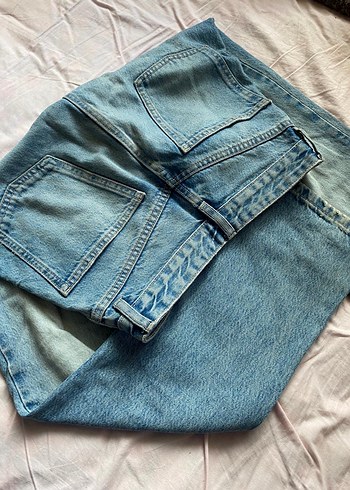 Zara Düğmeli Mavi Denim Kadın Jean - Görsel 3