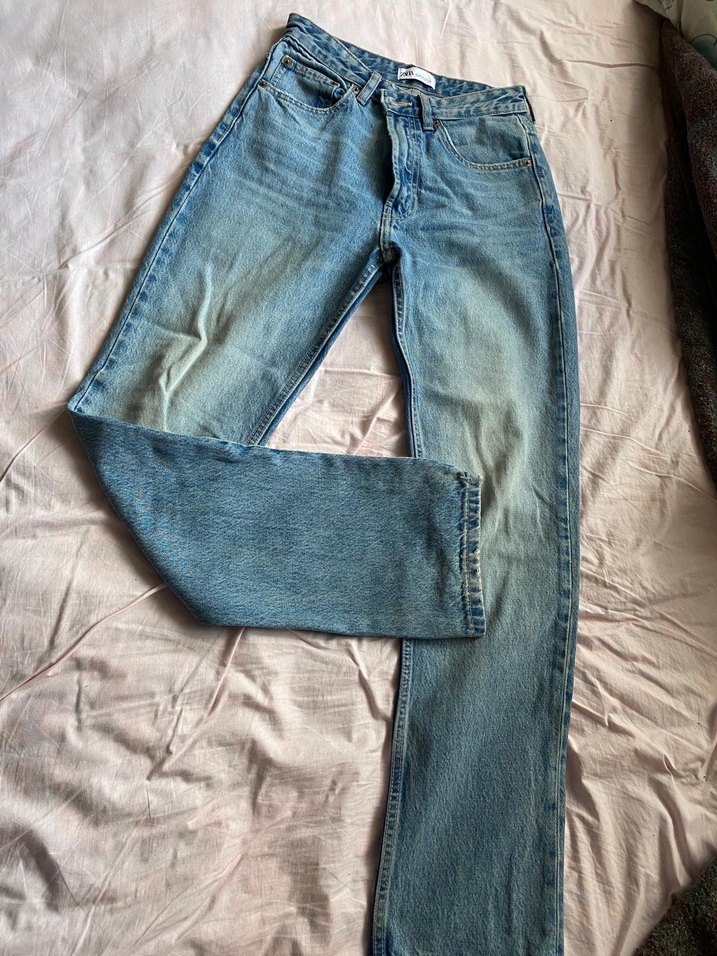Zara Düğmeli Mavi Denim Kadın Jean - Görsel 2