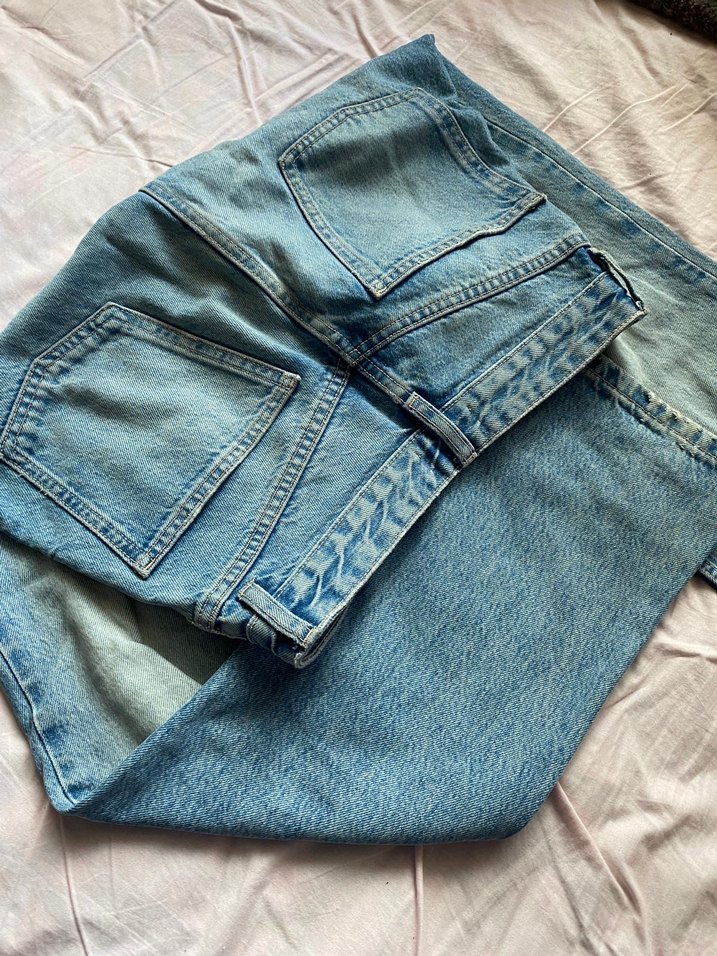 Zara Düğmeli Mavi Denim Kadın Jean - Görsel 3