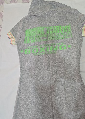 Gri Kadın Kısa Kollu Mini Elbise - Görsel 5