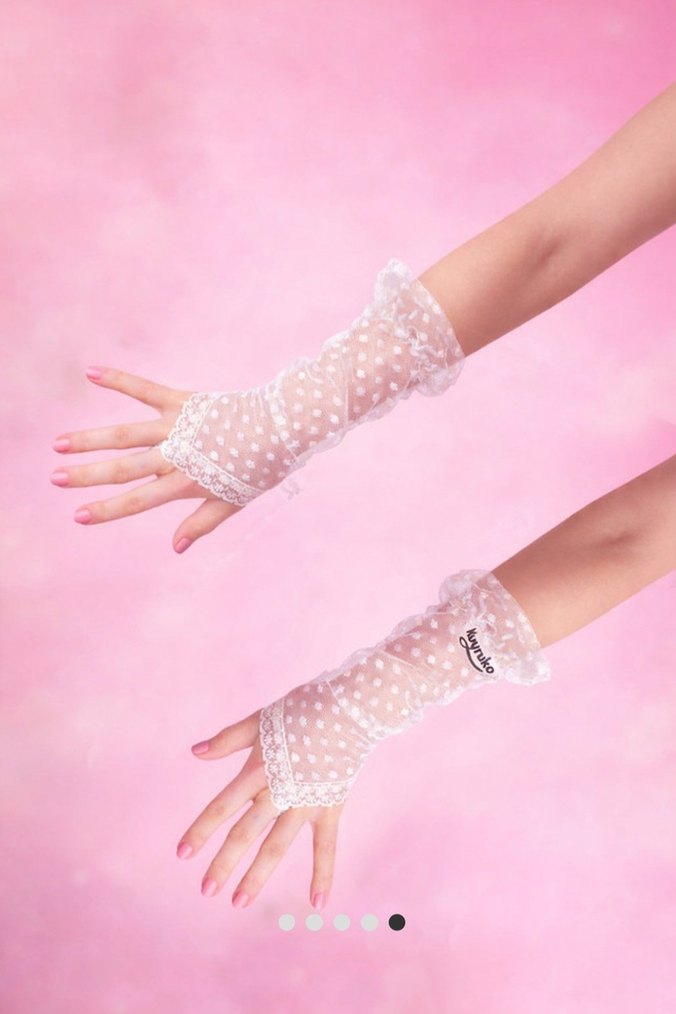 Lolita Coquette Parmaksız Tül Eldiven - Görsel 5