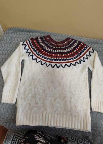 Bohem Çok Renkli Desenli Örgü Kazak - Görsel 2