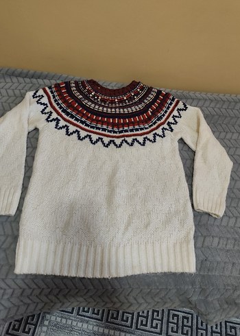 Bohem Çok Renkli Desenli Örgü Kazak - Görsel 5