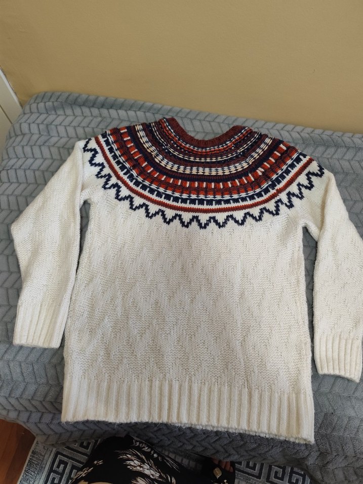 Bohem Çok Renkli Desenli Örgü Kazak - Görsel 2