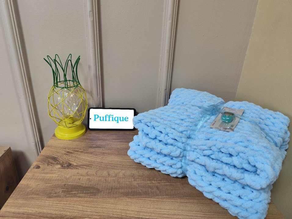 Mavi Puffy Bebek Battaniyesi - Görsel 2