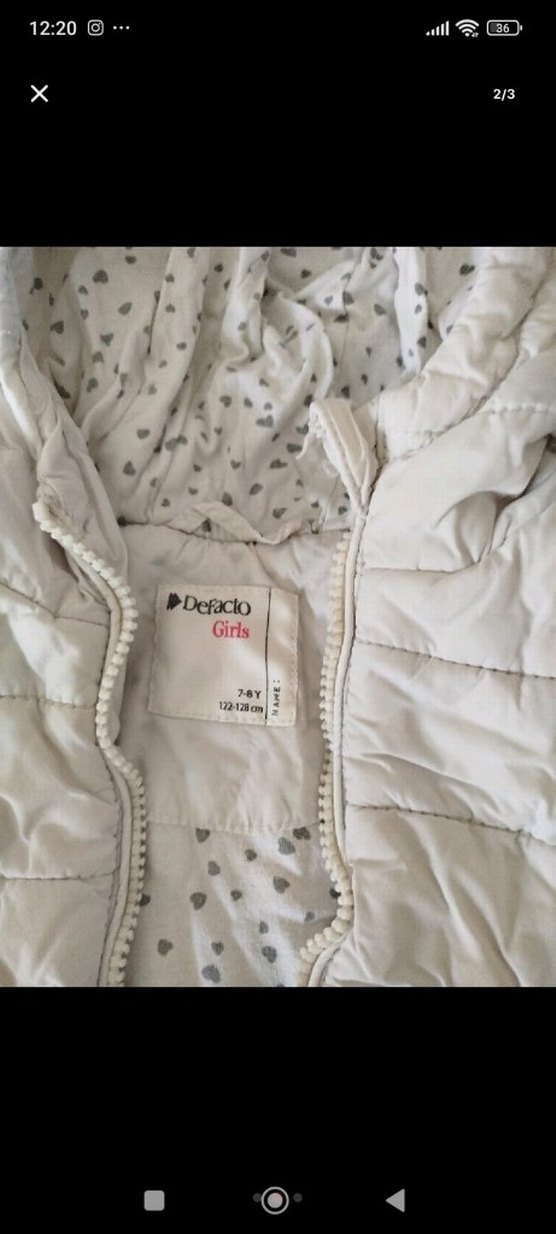 Kız Çocuk Kapüşonlu Beyaz Yelek - Görsel 3