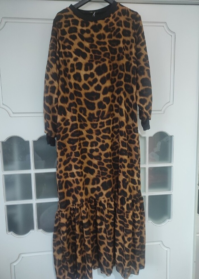 Leopar şifon elbise - Görsel 2