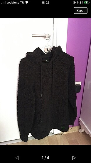 Siyah peluş sweatshirt