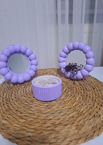 Pastel Mor Mum ve Mumluk Seti - Görsel 2