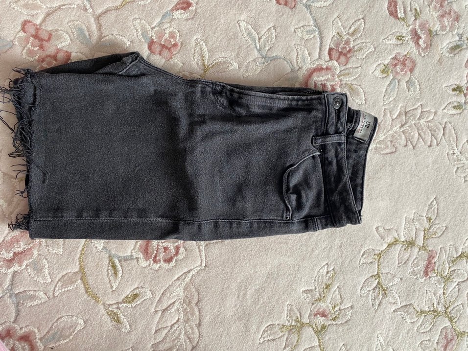 Gri Mini Denim Kadın Kot Şort - Görsel 2