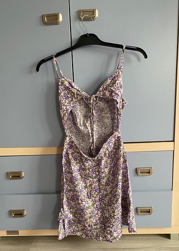 Mor Bağlamalı Midi Elbise - Görsel 4