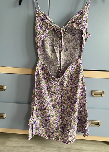 Mor Bağlamalı Midi Elbise - Görsel 3