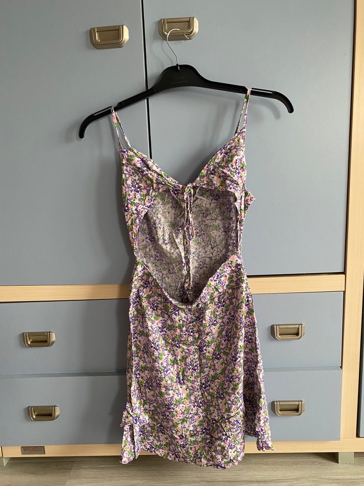 Mor Bağlamalı Midi Elbise - Görsel 4