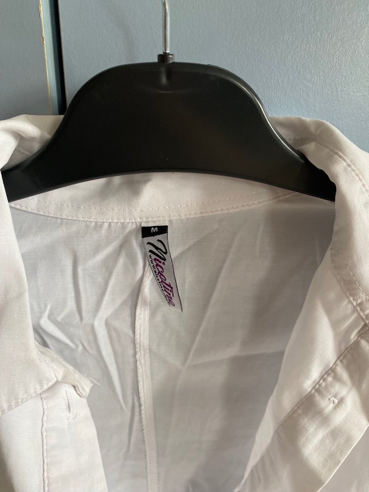 Uzun Kollu Beyaz Keten Gömlek - Görsel 2