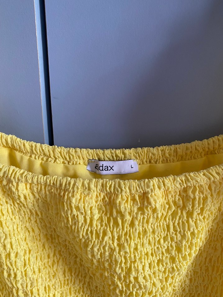 Sarı Straplez Midi Elbise - Görsel 4