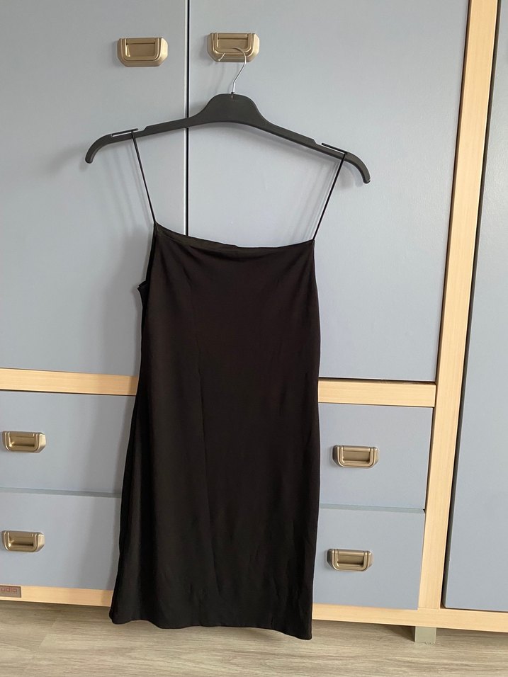 Siyah Drapeli Mini Elbise - Görsel 2