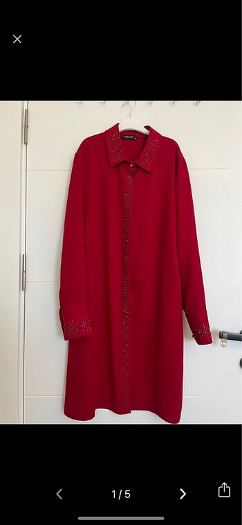 Bordo parlak taşlı şık gömlek tunik