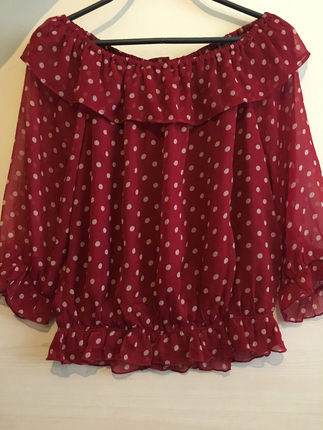 Kirmizi sifon bluz