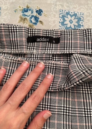 Addax Gri Ekose Düğmeli Kadın Kumaş Pantolon