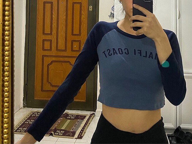 m Beden lacivert Renk Uzun kollu crop ve sweat