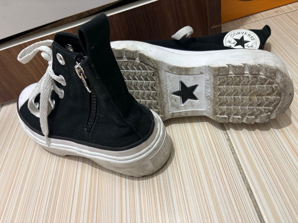 Siyah Platform Topuklu Converse çocuk Spor Ayakkabı - Görsel 4