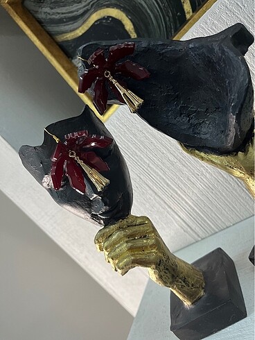  Beden bordo Renk İpekyol Aksesuarlı El Yapımı Küpe