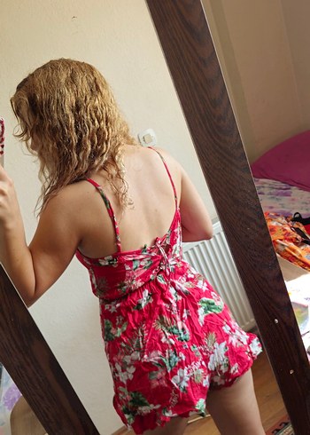 Pembe Bershka Askılı Kadın Tulum - Görsel 4