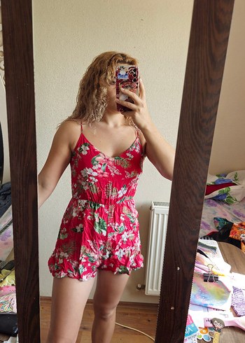 Pembe Bershka Askılı Kadın Tulum - Görsel 2