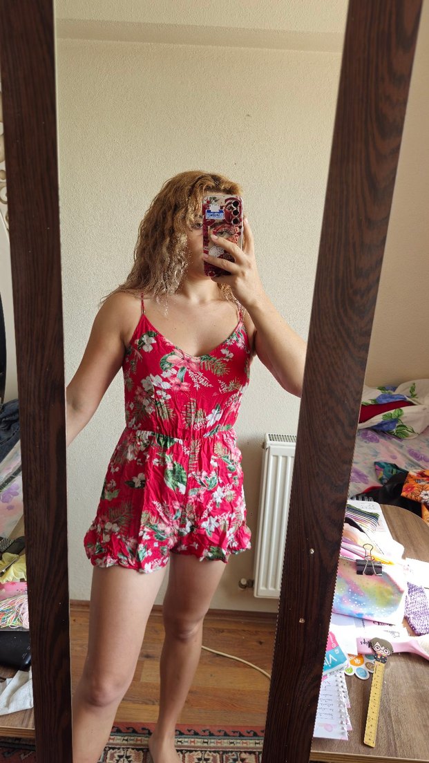 Pembe Bershka Askılı Kadın Tulum - Görsel 2