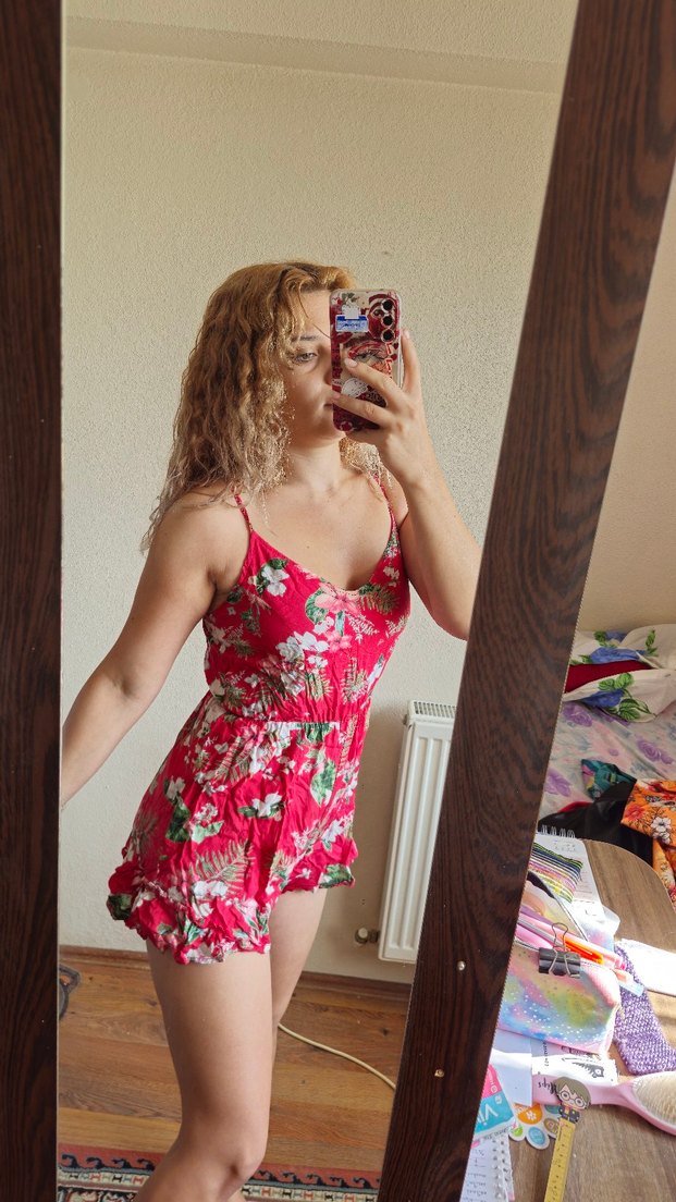 Pembe Bershka Askılı Kadın Tulum - Görsel 3