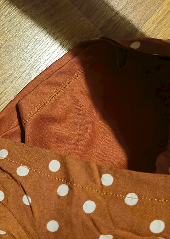 Pull&Bear Kadın Kahverengi Puantiyeli Mini Tulum - Görsel 6