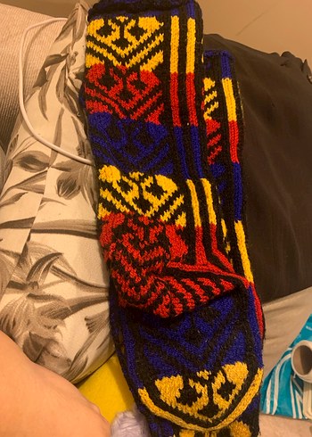 Soğuklar için çok renkli desenli çorap - Görsel 2