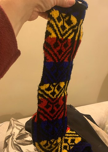 Soğuklar için çok renkli desenli çorap - Görsel 6