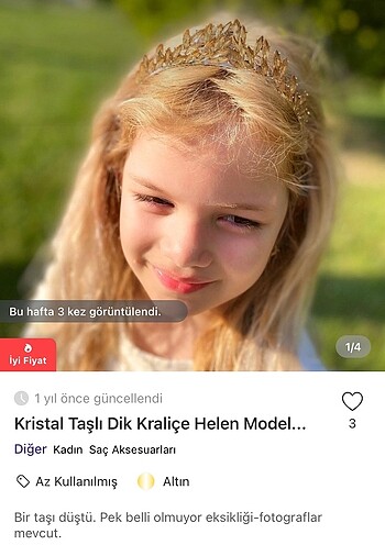 Beden altın Renk Çocuk tacı