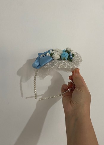 Vintage Düğün Aksesuarı Beyaz Kurdeleli taç - Görsel 4