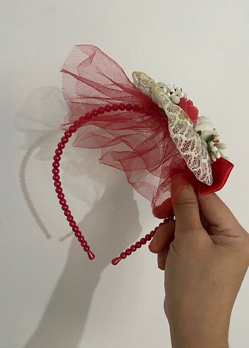 Vintage Düğün Aksesuarı Beyaz Kurdeleli taç - Görsel 2