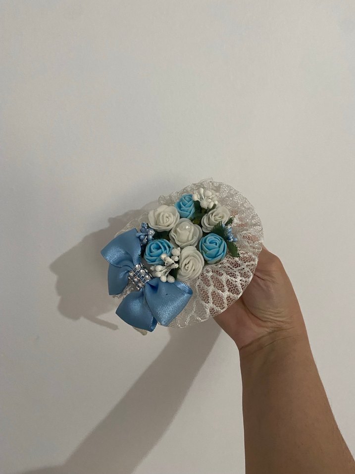 Vintage Düğün Aksesuarı Beyaz Kurdeleli taç - Görsel 5