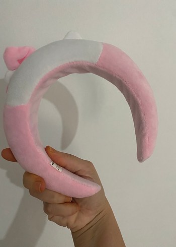 Pembe Kadife Kedi Figürlü Çocuk Saç Bandı - Görsel 3