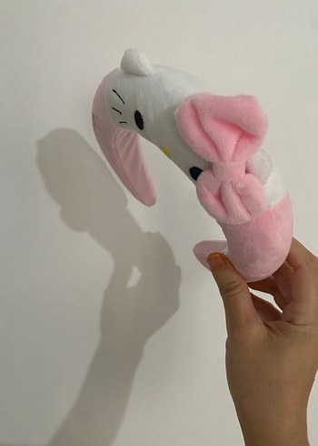 Pembe Kadife Kedi Figürlü Çocuk Saç Bandı - Görsel 2