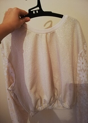 Kolu desenli crop bluz