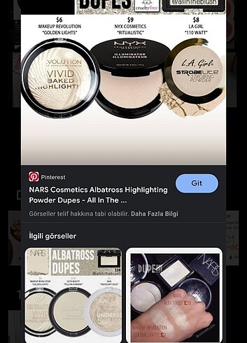  Beden revolution vivid baked highligter Golden lights Nars Albatross m