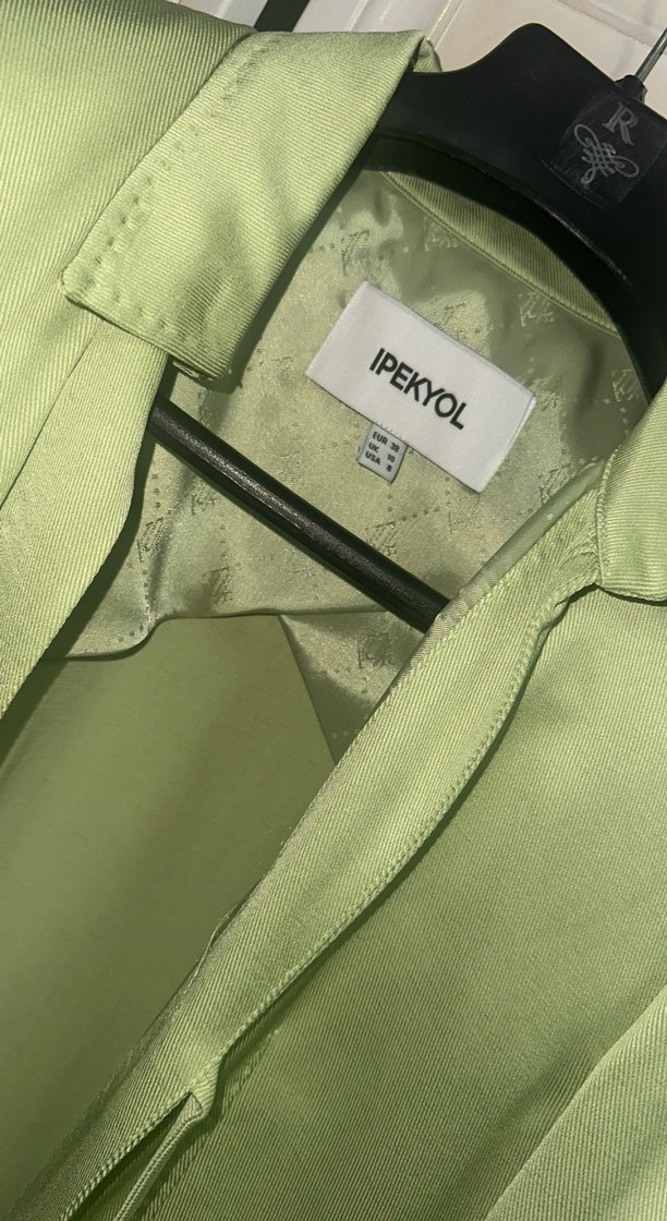 IPEKYOL Yeşil Saten Kadın Blazer Ceket - Görsel 2