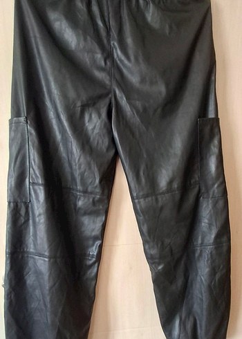 Pull and Bear Siyah Deri, Salaş Kadın Pantolon