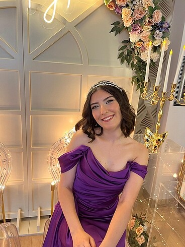 Alfabeta NS SPOSA ALFABETA MOR SATEN ABİYE ELBİSE 1 BEDEN
